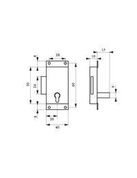 Serratura per mobili, 40mm, acciaio ottonato, 1 chiave - Serrurerie de Picardie