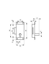 Serratura per mobili, 50mm, acciaio lucido, 1 chiave - Serrurerie de Picardie