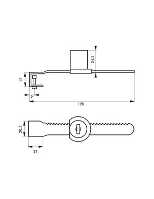 Serratura per vetrina con porta scorrevole, nichelata, 2 chiavi - THIRARD