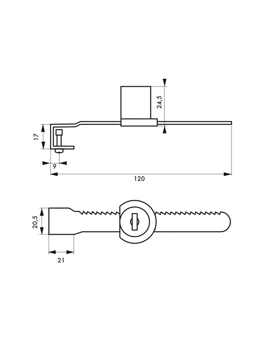 Serratura per vetrina con porta scorrevole, nichelata, 2 chiavi - THIRARD