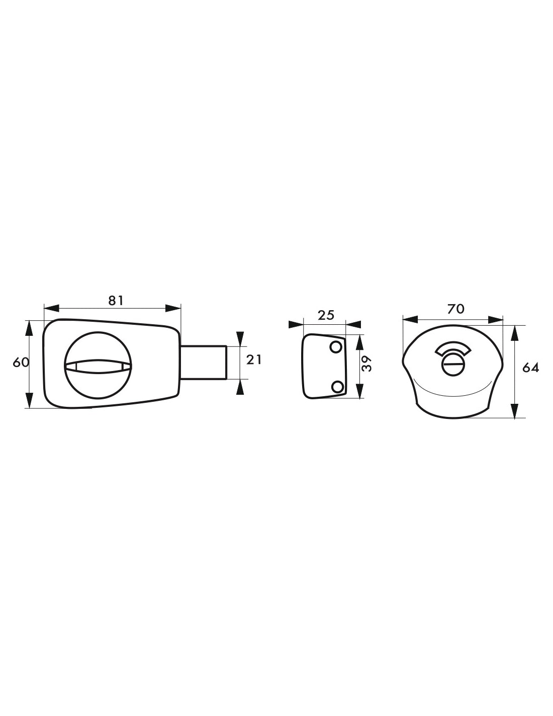 Serratura per WC, 40 mm, con indicatore occupato, in acciaio inossidabile spazzolato - THIRARD
