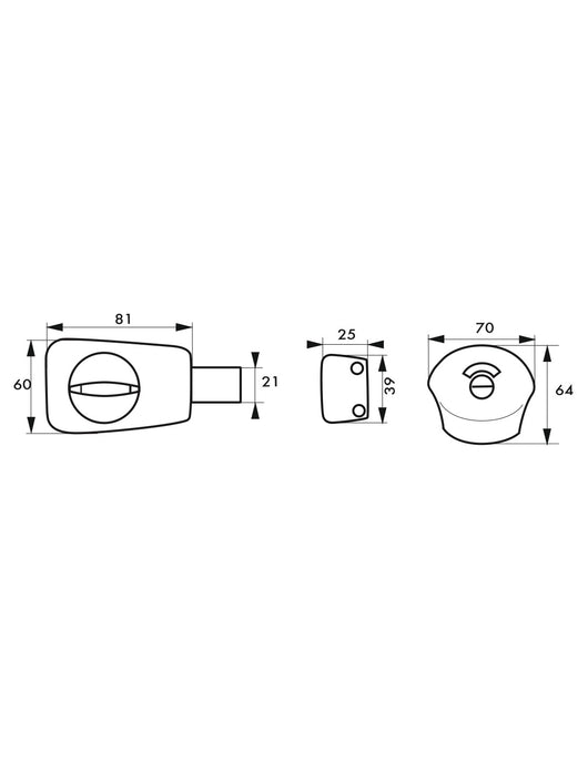 Serratura per WC, 40 mm, con indicatore occupato, in acciaio inossidabile spazzolato - THIRARD