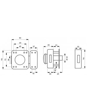 Serratura da applicare, doppia entrata chiave reversibile Design 5, cilindro 45mm, acciaio, 4 chiavi, Argento - THIRARD