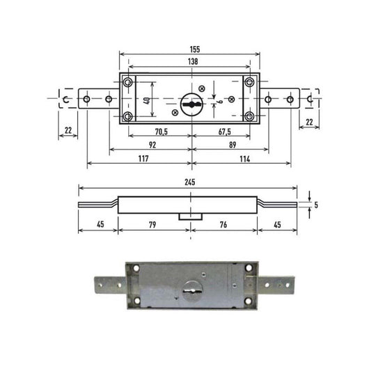 Serratura Serrande 1 Ch.Ori.Piega.Dm 1600Z Potent