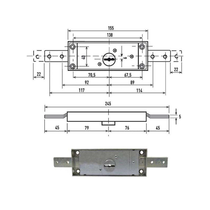 Serratura Serrande 1 Ch.Ori.Piega.Dm 1600Z Potent