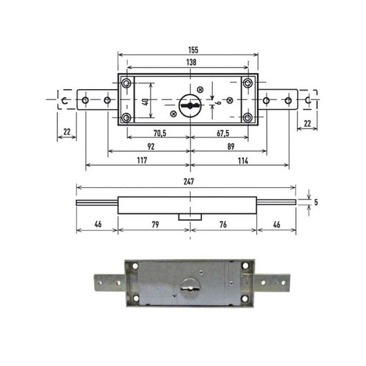 Serratura Serrande 2 Ch.Ori.Dirit.Dm 1600 Potent