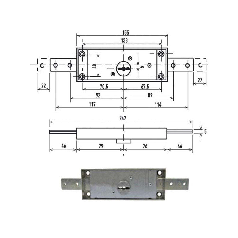 Serratura Serrande 2 Ch.Ori.Dirit.Dm 1600 Potent
