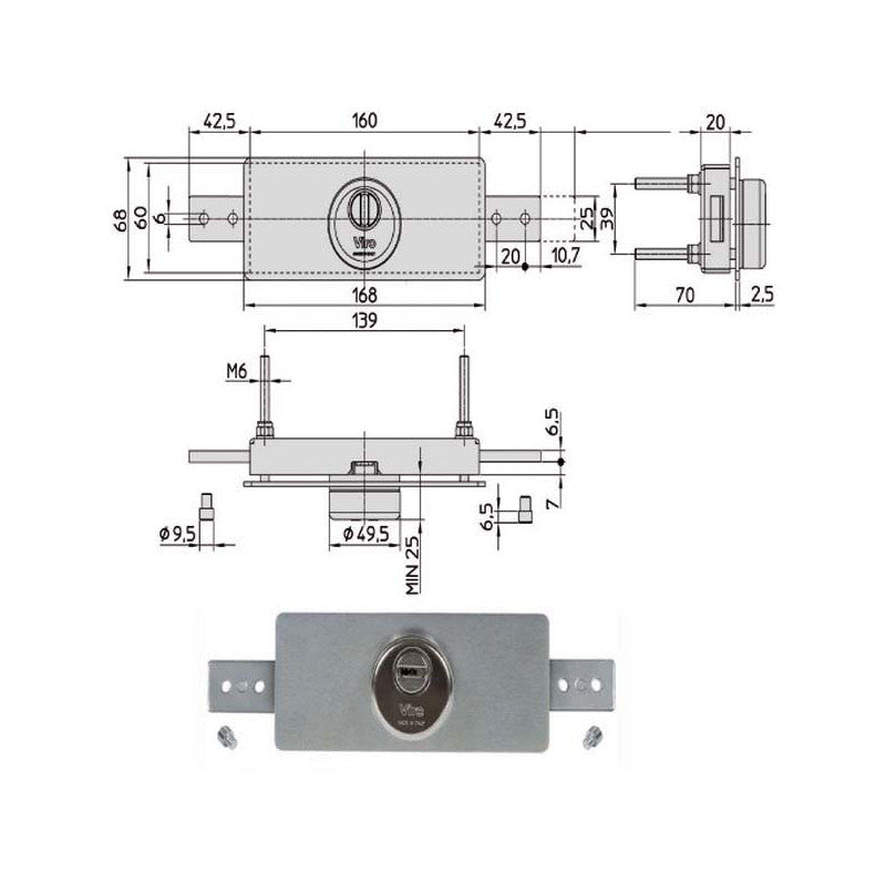 Serratura Serrande 2 Ch.Ori.Diritte 1.8271 Viro