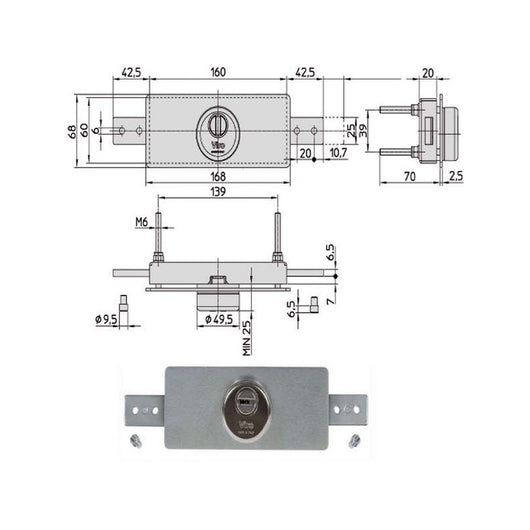 Serratura Serrande 2 Ch.Ori.Diritte 1.8271 Viro