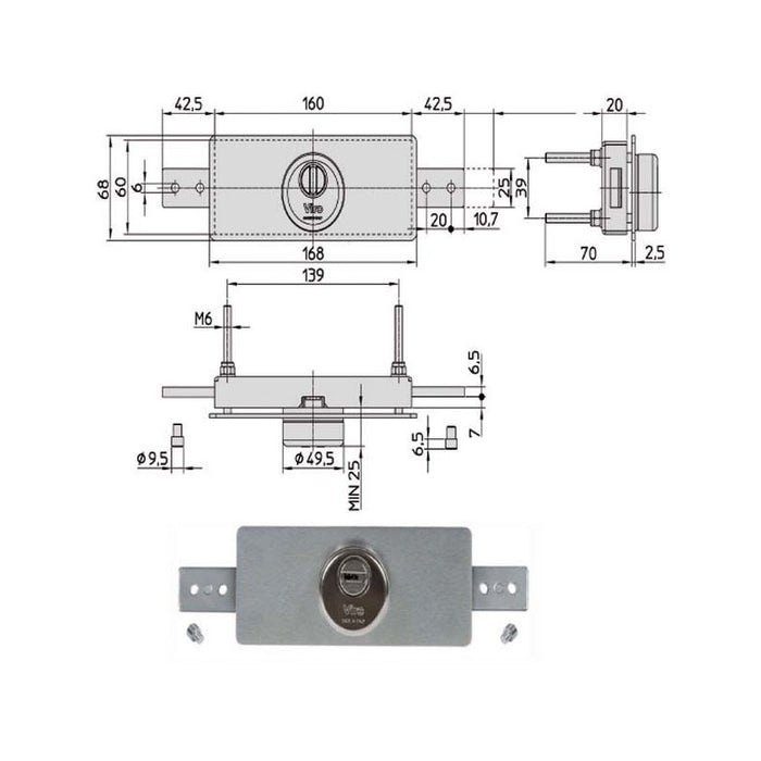 Serratura Serrande 2 Ch.Ori.Diritte 1.8271 Viro