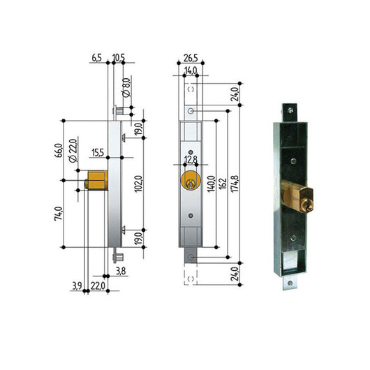 Serratura Serrande 2 Ch.Ver.Dir 6601 Prefer