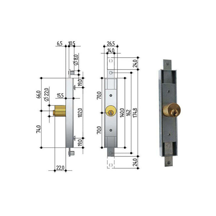 Serratura Serrande 2 Ch.Ver.Dir 6602 Prefer