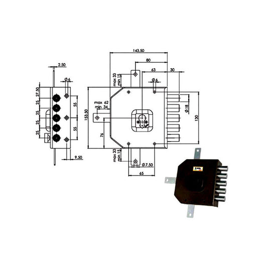 Serratura Sic.Quintupl.Dx Cil. G455 Moia