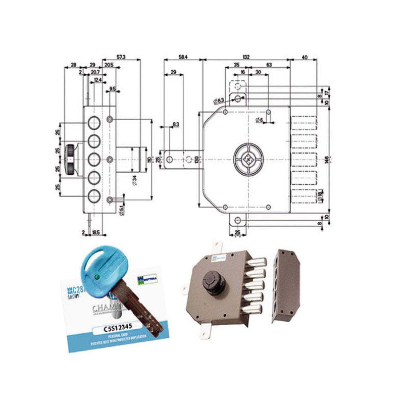 Serratura Sic.Quintupl.Dx Pompa 30641 Mottura