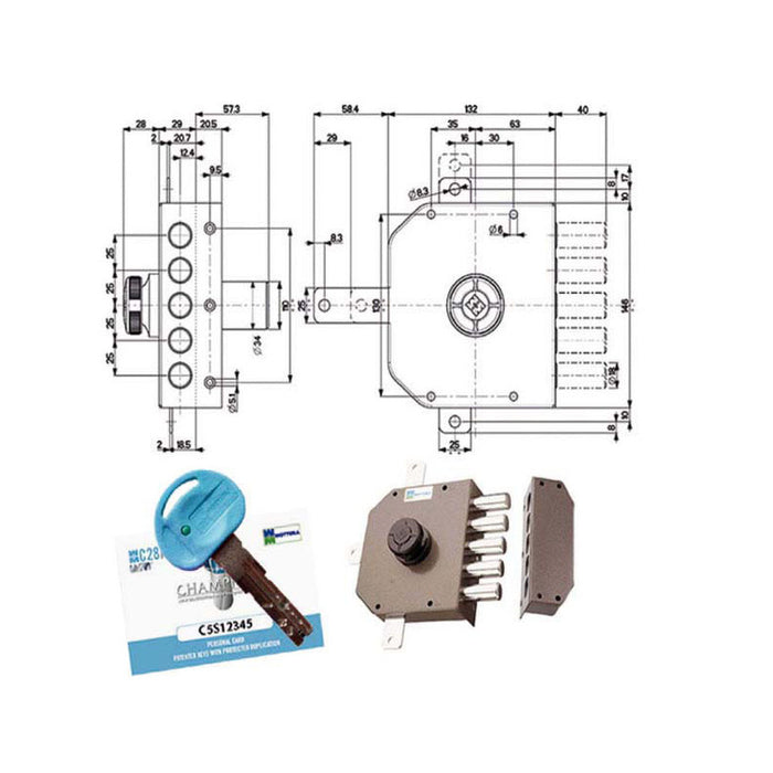 Serratura Sic.Quintupl.Dx Pompa 30641 Mottura