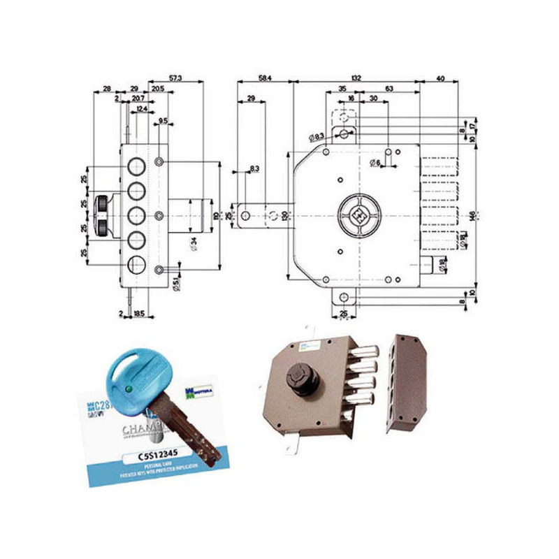 Serratura Sic.Quintupl.Dx Pompa 30651 Mottura
