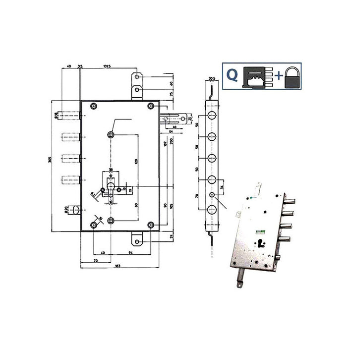Serratura Sic.Quintupl.Dx Scrocco 85462 Mottura