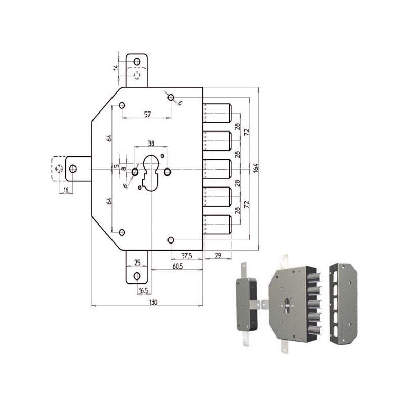 Serratura Sic.Quintuplice Dx Cil. 2300Pen Cr
