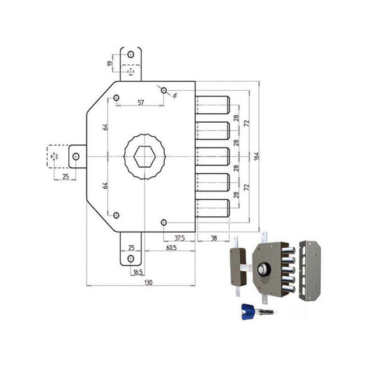 Serratura Sic.Quintuplice Dx Pompa 3300P Cr