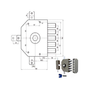 Serratura Sic.Quintuplice Dx Pompa 3300P Cr