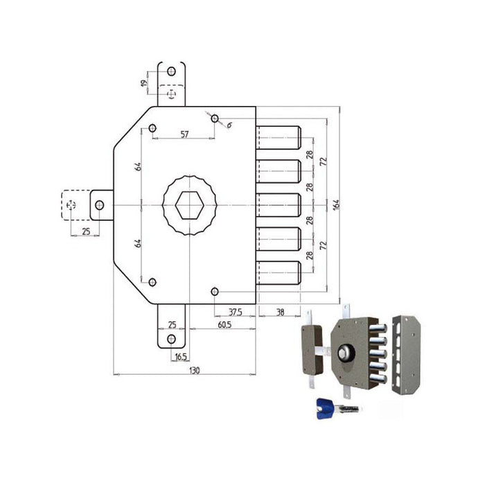 Serratura Sic.Quintuplice Dx Pompa 3300P Cr