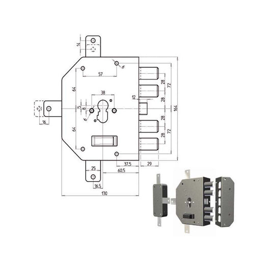 Serratura Sic.Quintuplice Sx Cil. 2350Pen Cr