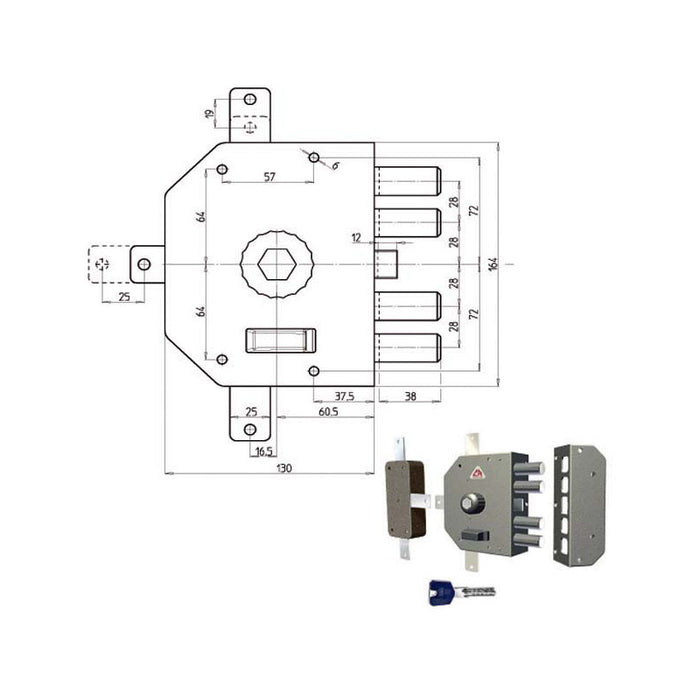 Serratura Sic.Quintuplice Sx Pompa 3350P Cr