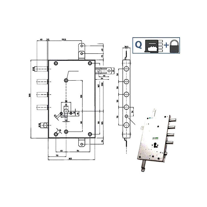 Serratura Sic.Quintupl.Sx Scrocco 85462 Mottura