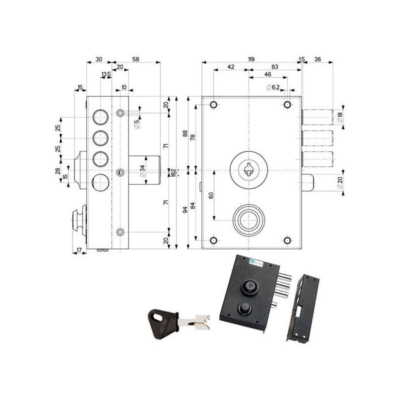 Serratura Sic.Semplice Dx Pompa 30010 Mottura