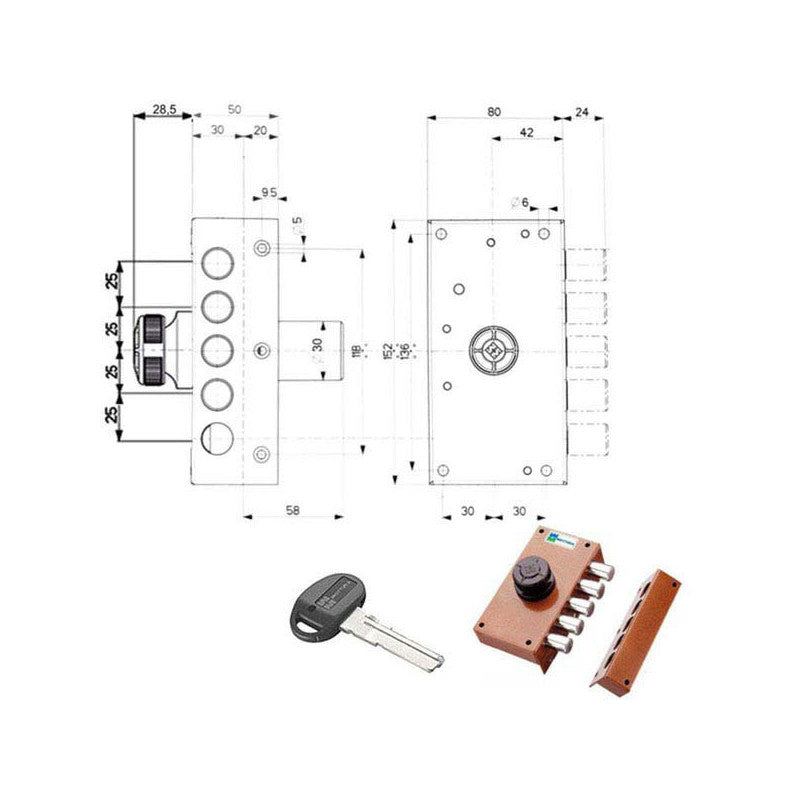 Serratura Sic.Semplice Dx Pompa 30407 Mottura