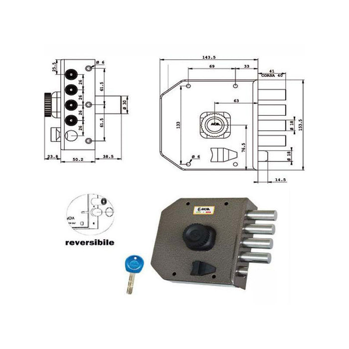 Serratura Sic.Semplice Dx Pompa Ja422 Moia
