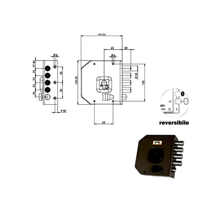 Serratura Sic.Semplice Sx Cil. G452 Moia