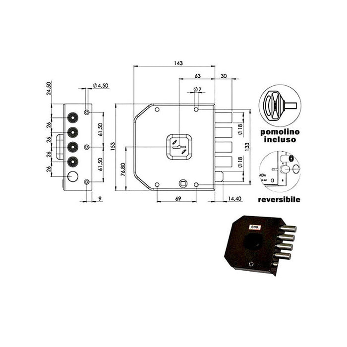 Serratura Sic.Semplice Sx Dm A412 Moia