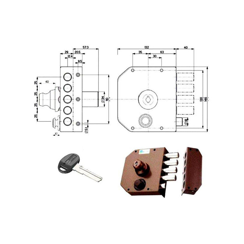 Serratura Sic.Semplice Sx Pompa 30612 Mottura