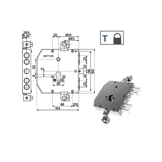 Serratura Sic.Triplice 89E30 Mottura