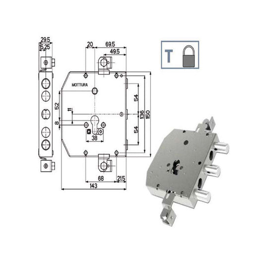 Serratura Sic.Triplice 89E30 Mottura