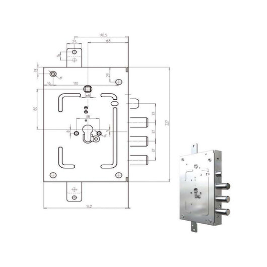 Serratura Sic.Triplice Cil. 2655G-52 Cr