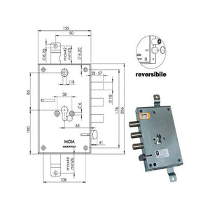 Serratura Sic.Triplice Cil. E63 664/370 Moia