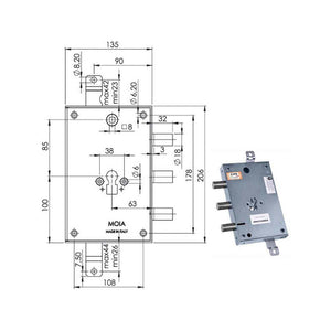 Serratura Sic.Triplice Cil. E63 Ad663/560 Moia