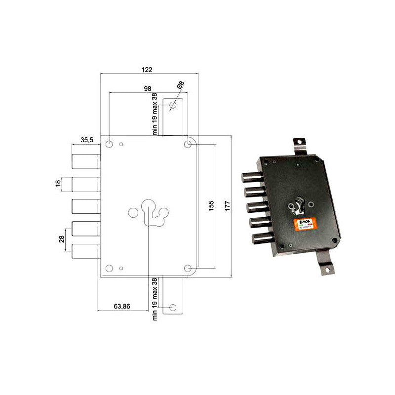 Serratura Sic.Triplice Cil. E63 Rce663/280 Moia