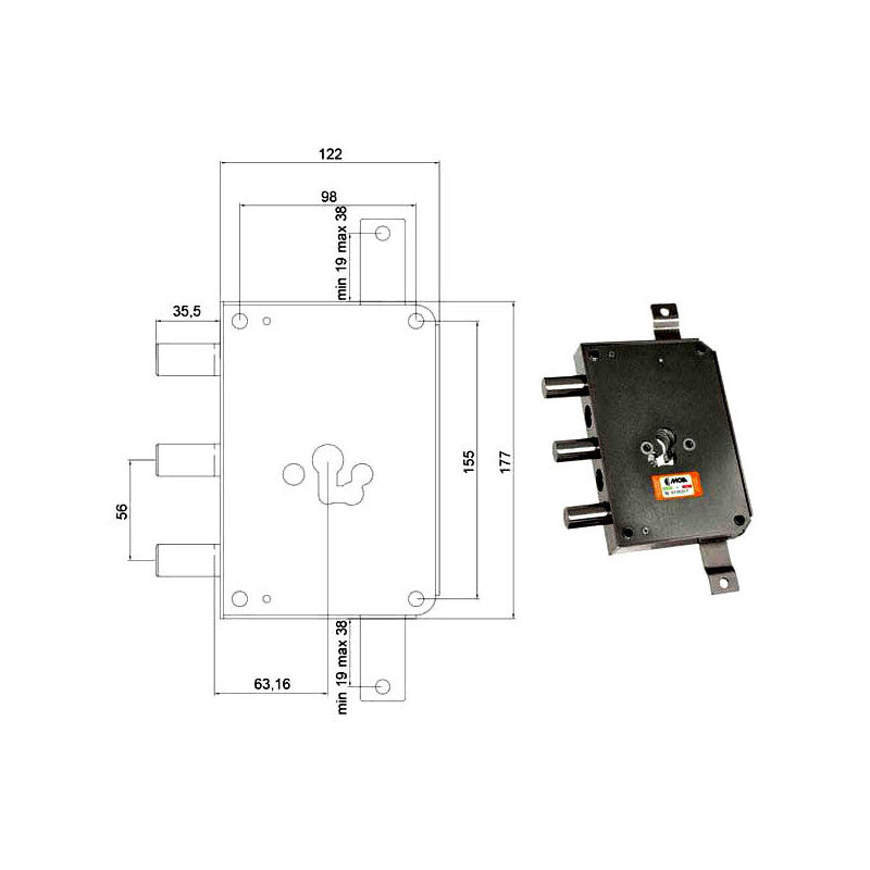 Serratura Sic.Triplice Cil. E63 Rce663/560 Moia