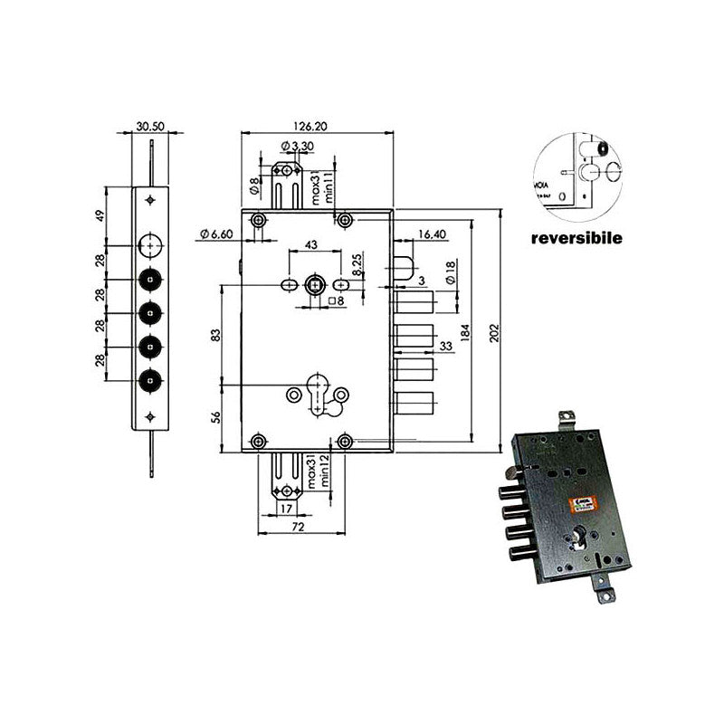 Serratura Sic.Triplice Cil. E63 Rci664/280 Moia