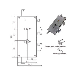 Serratura Sic.Triplice Cil. E70 Dx Gripstop Tesio