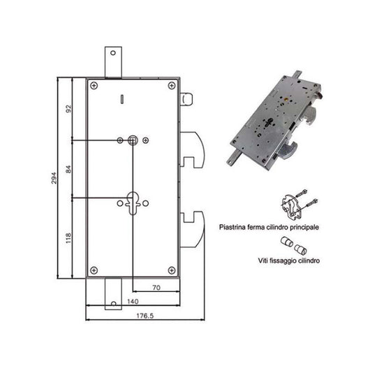 Serratura Sic.Triplice Cil. E70 Sx Gripstop Tesio