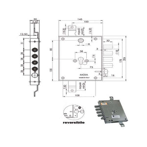 Serratura Sic.Triplice Cil. E73 664/281 Moia