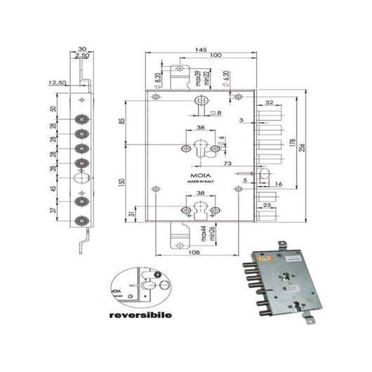 Serratura Sic.Triplice Cil. E73 6654/281 Moia
