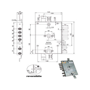 Serratura Sic.Triplice Cil. E73 6654/281 Moia