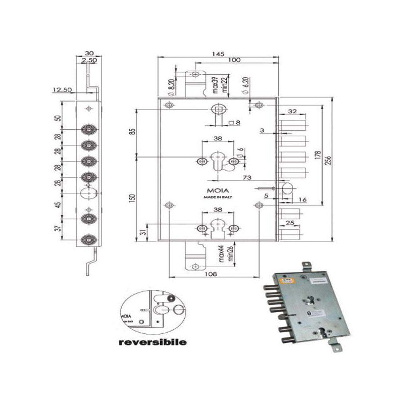 Serratura Sic.Triplice Cil. E73 6654/281 Moia