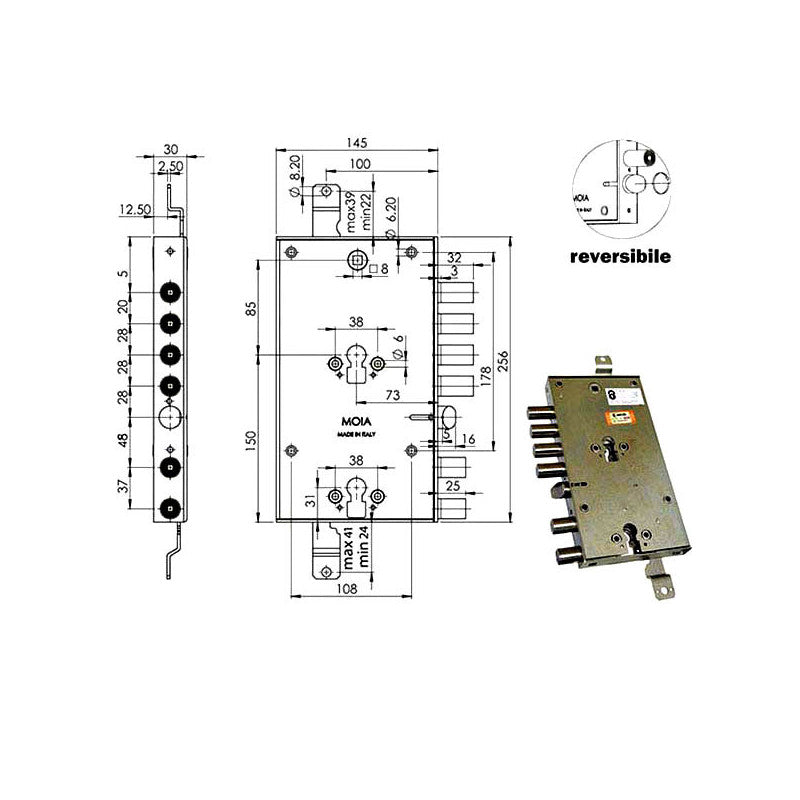 Serratura Sic.Triplice Cil. E73 Ad6654/281 Moia