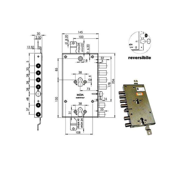 Serratura Sic.Triplice Cil. E73 Ad6654/281 Moia
